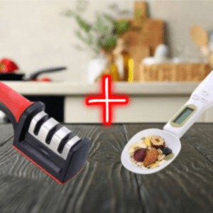 COMBO AFILADOR DE CUCHILLOS MAS CUCHARA GRAMERA